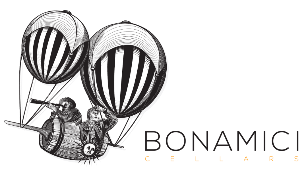 Bonamici Cellars Scrolled light version of the logo (Link to homepage)